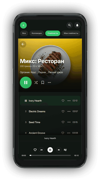 Приложение Комузыка на смартфоне